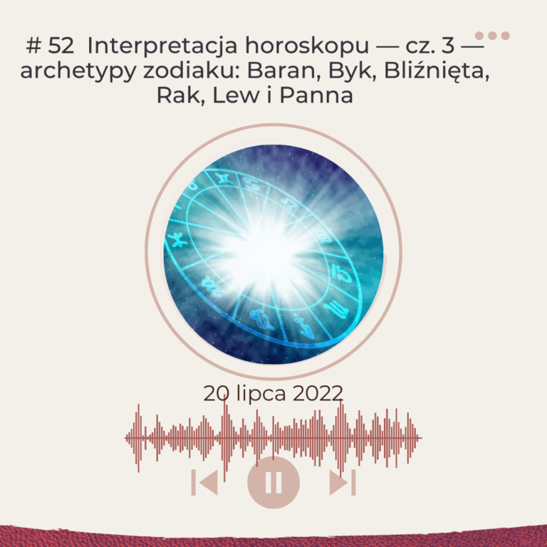 Interpretacja horoskopu — część trzecia — archetypy zodiaku: Baran, Byk, Bliźnięta, Rak, Lew i Panna.